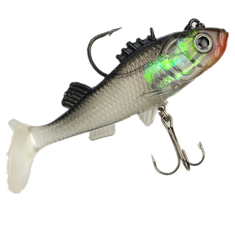 

Paillette 7.6cm 15g Lead fish Long Tail Fishing Lure bass Soft bait Carp Crankbait with Treble Tackle Hooks Fishing Accessories