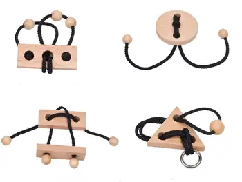 4PCS Wooden Rope Puzzle Set with Solution Medium Difficulty Level Suitable for Young and Old
4PCS Wooden Rope Puzzle Set with Solution Medium Difficulty Level Suitable for Young and Old