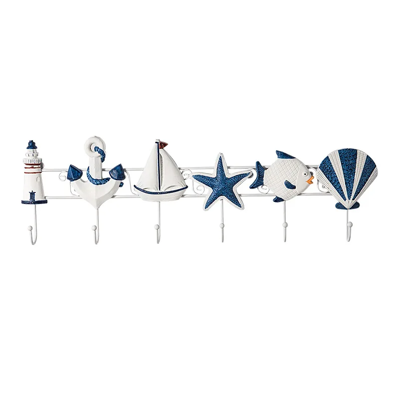 Waliicorners style coat hook creative wooden 6 hooks Ocean home starfish shell sailing seabird hooks decorative practical 3 HTB1fVeMc75E3KVjSZFCq6zuzXXas