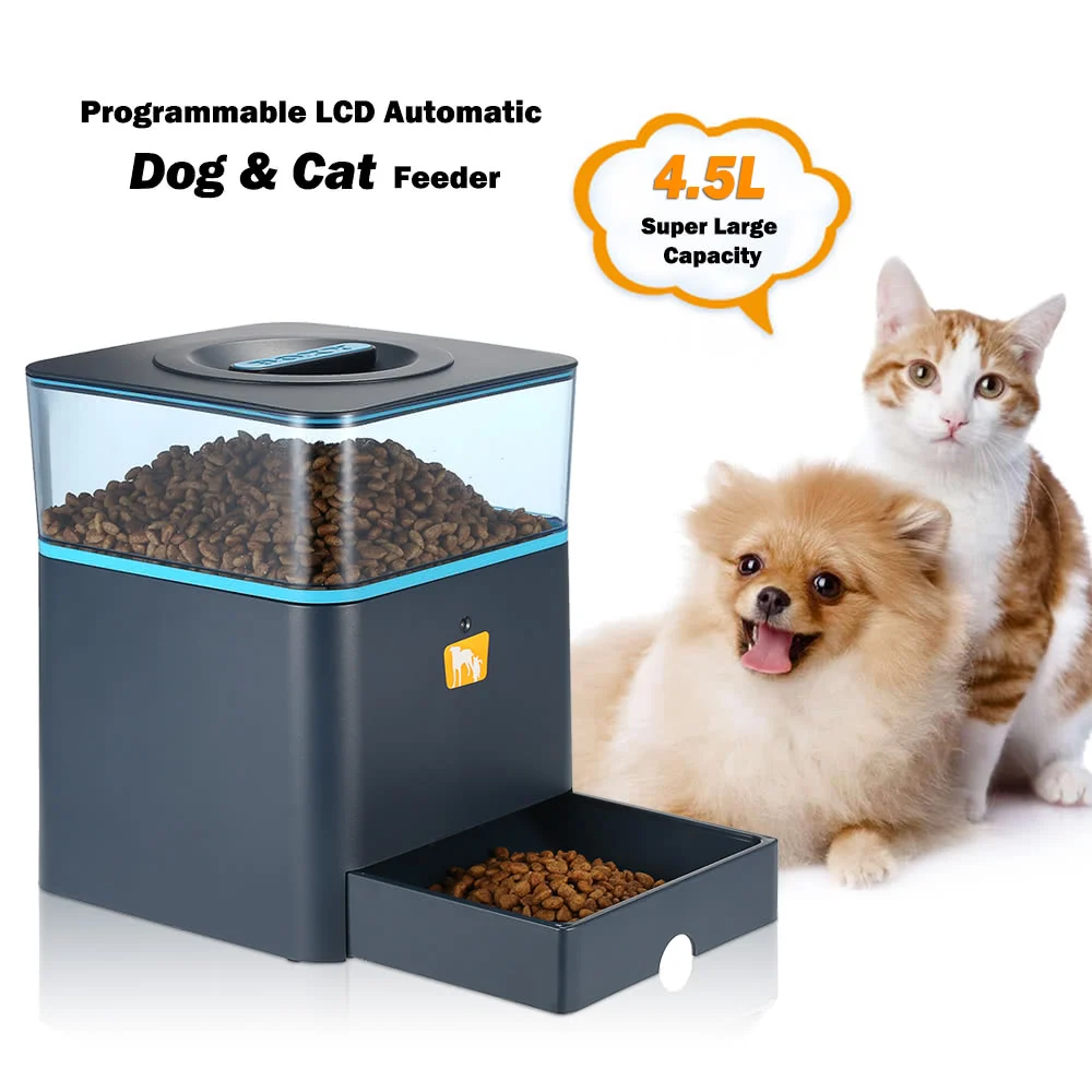 4.5L Automatic Pet Feeder Food Dispenser for Cat Dog with Remote Control, Voice Recorder and Timer Programmable
4.5L Automatic Pet Feeder Food Dispenser for Cat Dog with Remote Control, Voice Recorder and Timer Programmable