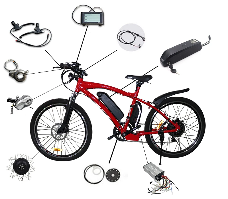 Sale 250W-500W Electric Bike Conversion kit with Lithium Battery Front Hub Motor Wheel MTB Road Bike E bike Kit Ebike Conversion Kit 4