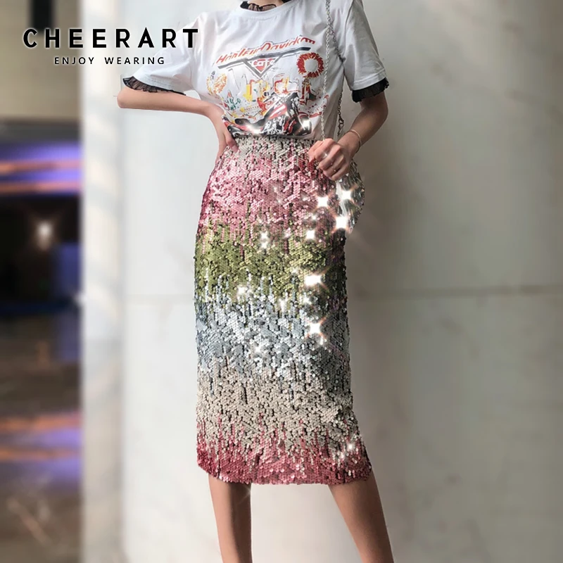 Cheerart Long Sequin Skirt Women Colorful Bodycon Skirt High Waist Glitter Midi Skirt Fashion Ladies Sequin Pencil Skirt
Cheerart Long Sequin Skirt Women Colorful Bodycon Skirt High Waist Glitter Midi Skirt Fashion Ladies Sequin Pencil Skirt