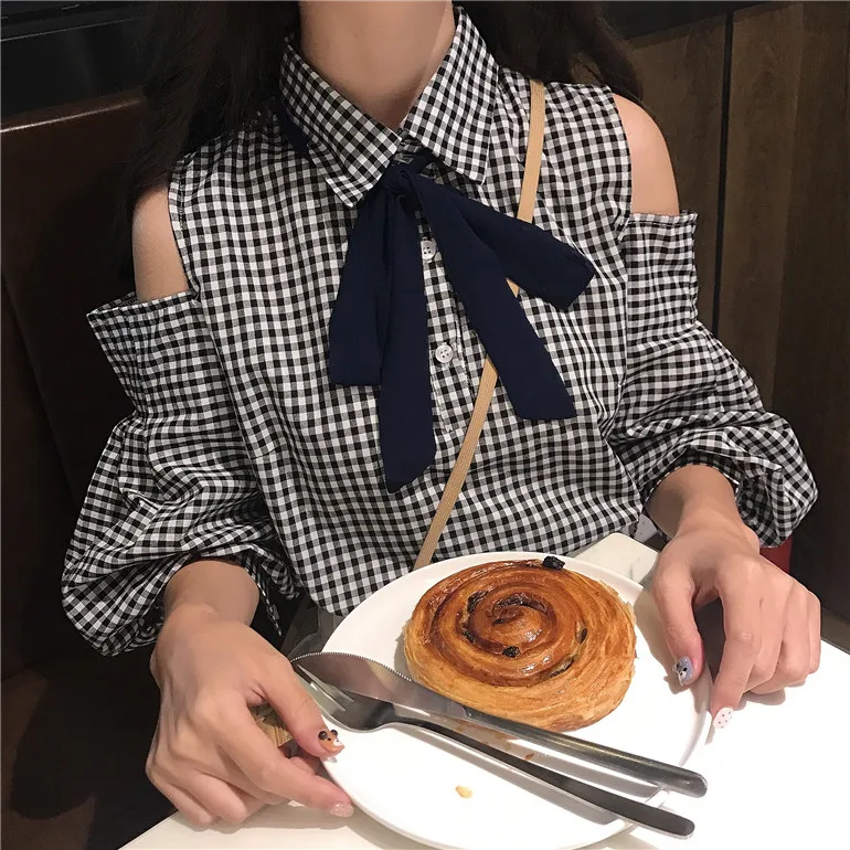 Kawaii Lolita Student Cute Neck Tie Bow Cut Hollow Shoulder Sexy Plaid Blouse White Shirt Uniform Cosplay Top High Waist Faldas
Kawaii Lolita Student Cute Neck Tie Bow Cut Hollow Shoulder Sexy Plaid Blouse White Shirt Uniform Cosplay Top High Waist Faldas