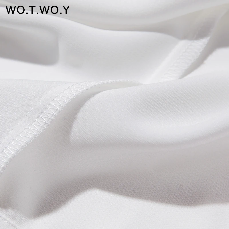 WOTWOY белая блузка с длинным рукавом Женская Повседневная шифоновая рубашка Весна