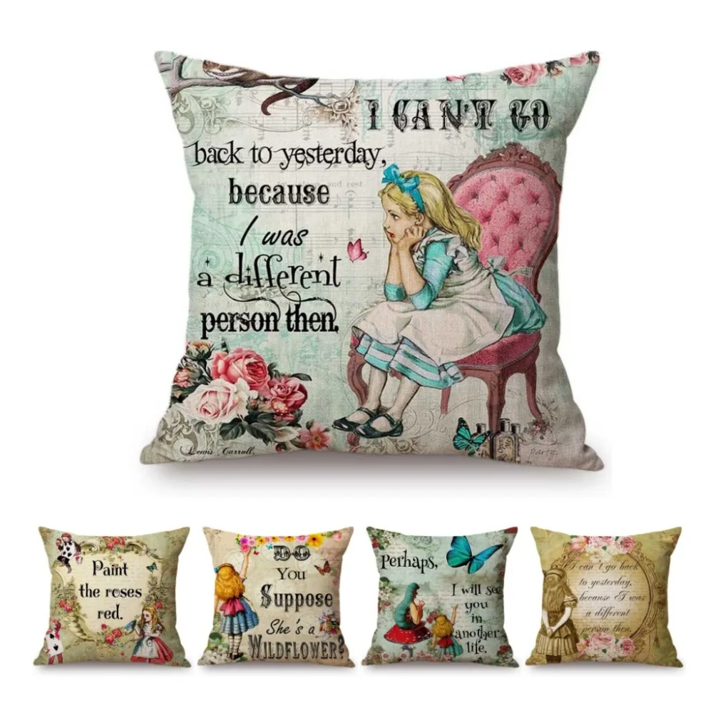 Cartoon Alice in Wonderland Printed Cushion Cover Vintage Letters Home Decorative Sofa Coffee Car Chair Throw Pillow Case
Cartoon Alice in Wonderland Printed Cushion Cover Vintage Letters Home Decorative Sofa Coffee Car Chair Throw Pillow Case