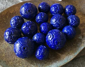 

one piece lapis lazuli blue round carved 12-15mm for DIY jewelry making loose beads FPPJ wholesale beads nature gem stone