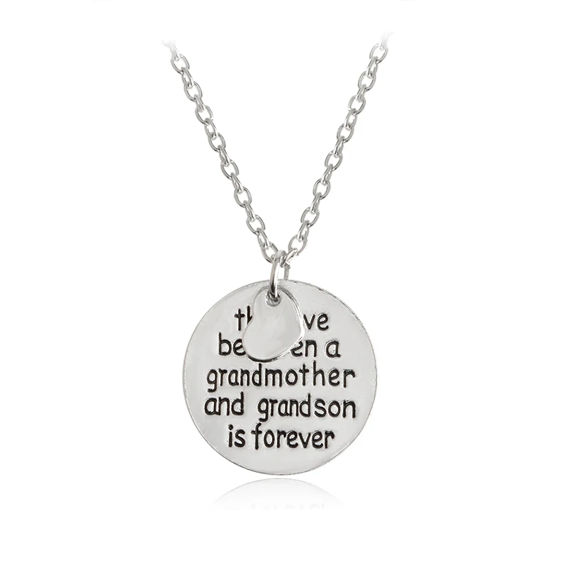 Image The love between a grandmather and grandson   granddaughter is forever Heart Pendant Necklace Gift Grandmother Family Jewelry