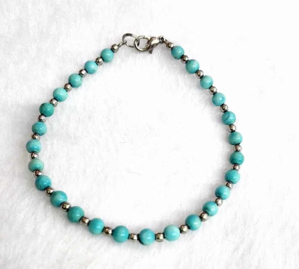 4mm Light blue stone round bead silver color bead mixed bracelet 18-20cm / 7- 8 inch
4mm Light blue stone round bead silver color bead mixed bracelet 18-20cm / 7- 8 inch