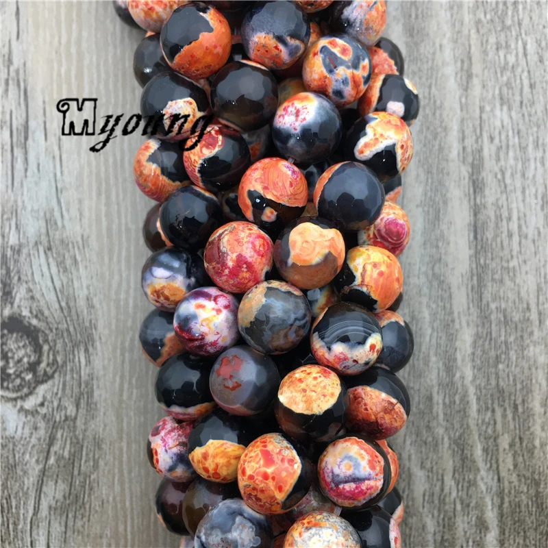 Bohemian Faceted Black And Orange Fire Agates Beads, Round Agates Loose Beads, Hot Sale Bracelet Making Accessories, MY1634
Bohemian Faceted Black And Orange Fire Agates Beads, Round Agates Loose Beads, Hot Sale Bracelet Making Accessories, MY1634