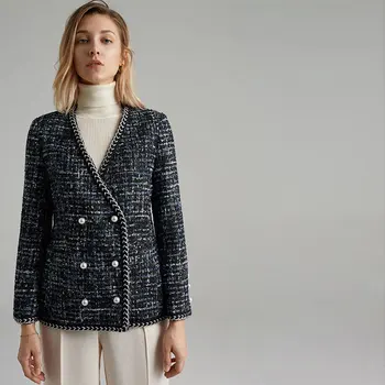 Brand Designer 2019 Spring Autumn Women Elegant V-neck Pearls Double Breasted Suit Coats Vintage Knitted Tweed Coat Jacket Y076
Brand Designer 2019 Spring Autumn Women Elegant V-neck Pearls Double Breasted Suit Coats Vintage Knitted Tweed Coat Jacket Y076