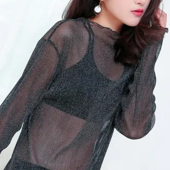 YRRETY 2019 Sexy Women Blouses See Through Transparent Mesh Stand Neck Long Sleeve Sheer Blouse Shirt Ladies Tops Tee Plus Size
YRRETY 2019 Sexy Women Blouses See Through Transparent Mesh Stand Neck Long Sleeve Sheer Blouse Shirt Ladies Tops Tee Plus Size