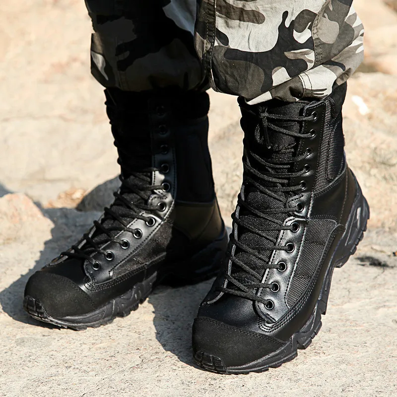 Leather Tactical Army Boots Ankle Strap Black Combat Military Boots Comfortable Breathable HH-916
Leather Tactical Army Boots Ankle Strap Black Combat Military Boots Comfortable Breathable HH-916