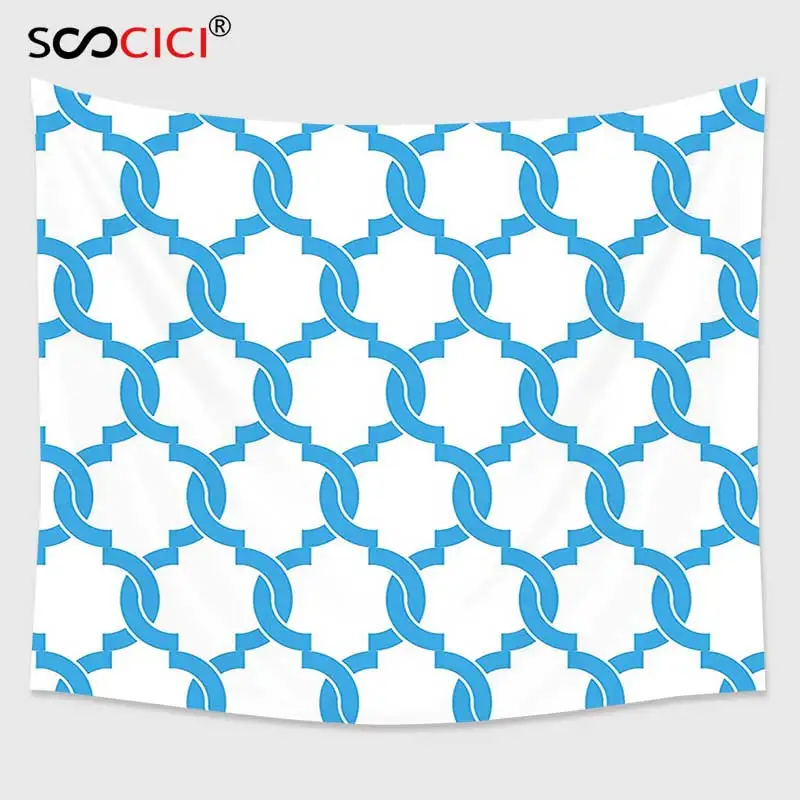 Cutom Tapestry Wall Hanging,Trellis Entangled Overlapping Oval Shapes in Blue Modern Design Classical Vintage Stylized Blue
Cutom Tapestry Wall Hanging,Trellis Entangled Overlapping Oval Shapes in Blue Modern Design Classical Vintage Stylized Blue