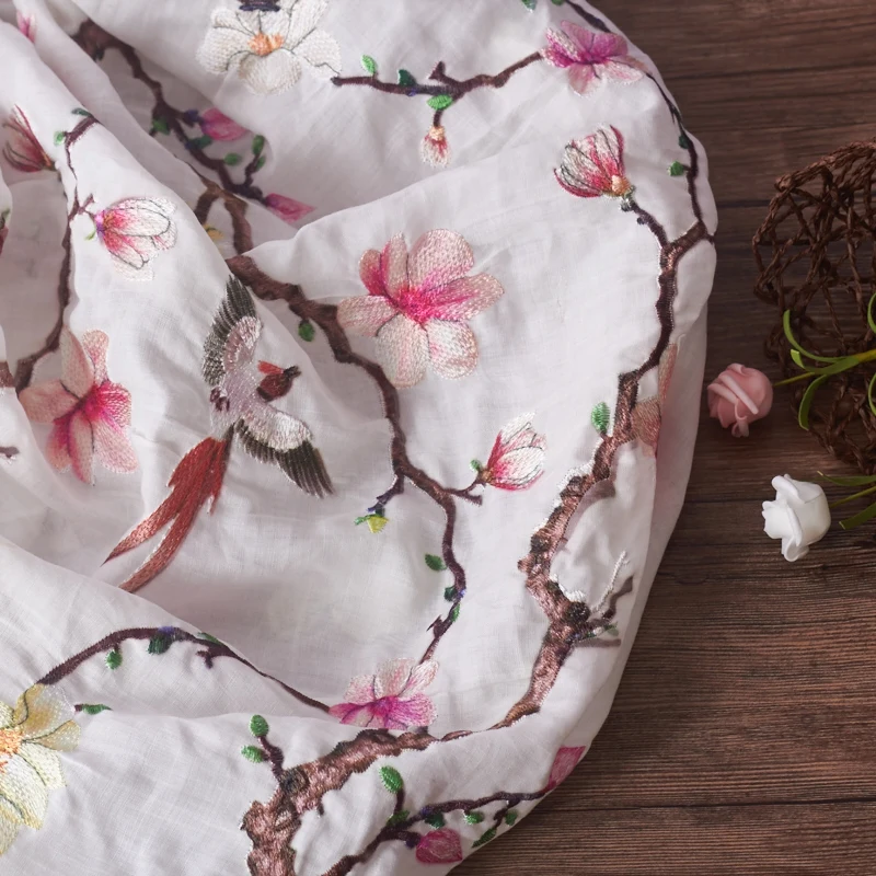 Ramie 3D embroidery Magnolia flowers white fabric spring summer skirt dress fabric tissu doux tela suave 0.5meter
Ramie 3D embroidery Magnolia flowers white fabric spring summer skirt dress fabric tissu doux tela suave 0.5meter