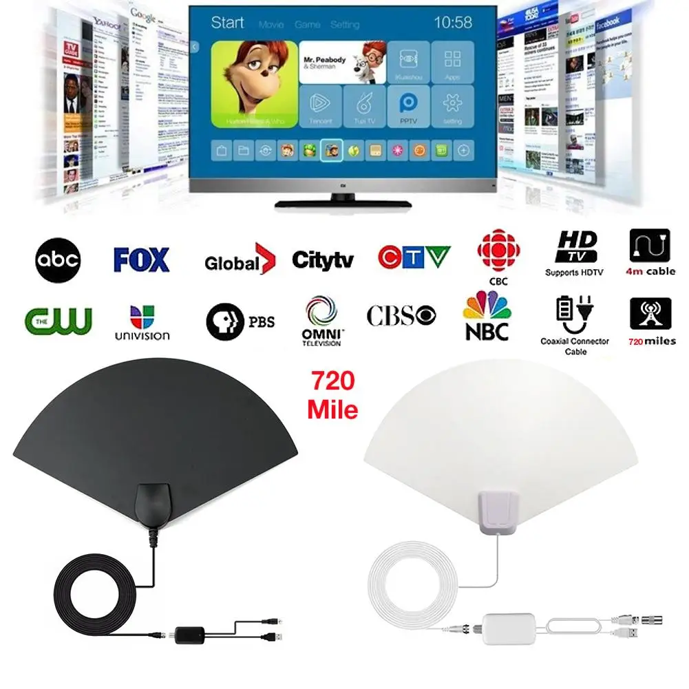 720 Miles Indoor TV Antenna US ATSC 1080P HD Digital Receive Antenna 25DB Freeview Amplifier Signal Booster Fox DVB-T2 TV Aerial
720 Miles Indoor TV Antenna US ATSC 1080P HD Digital Receive Antenna 25DB Freeview Amplifier Signal Booster Fox DVB-T2 TV Aerial