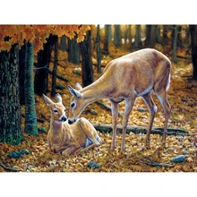 5D DIY Mosaik Berlian Berlian Bordir Rusa Di Hutan Air Minum Bordir Silang Stitch Rumah Dekorasi Hadiah Yy(China)