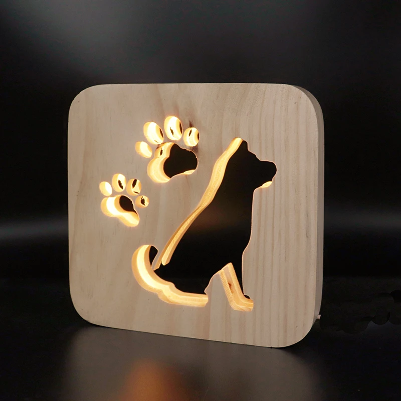 Simple Solid Wood Handicraft Decorative Wood Lamp Usb Table Lamp Led Gift Romantic Dog Hollow Pattern
Simple Solid Wood Handicraft Decorative Wood Lamp Usb Table Lamp Led Gift Romantic Dog Hollow Pattern