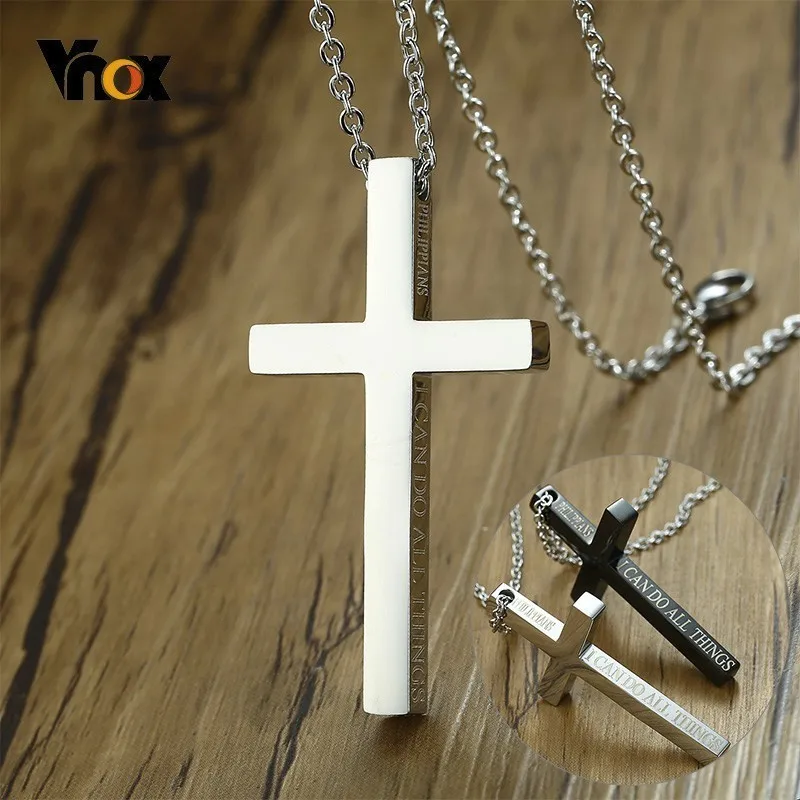 Vnox Unique Side Engraved Bible Cross Pendant Philippians I CAN DO ALL THINGS Necklace for Women Men Stainless Steel Jesus Jewel
Vnox Unique Side Engraved Bible Cross Pendant Philippians I CAN DO ALL THINGS Necklace for Women Men Stainless Steel Jesus Jewel