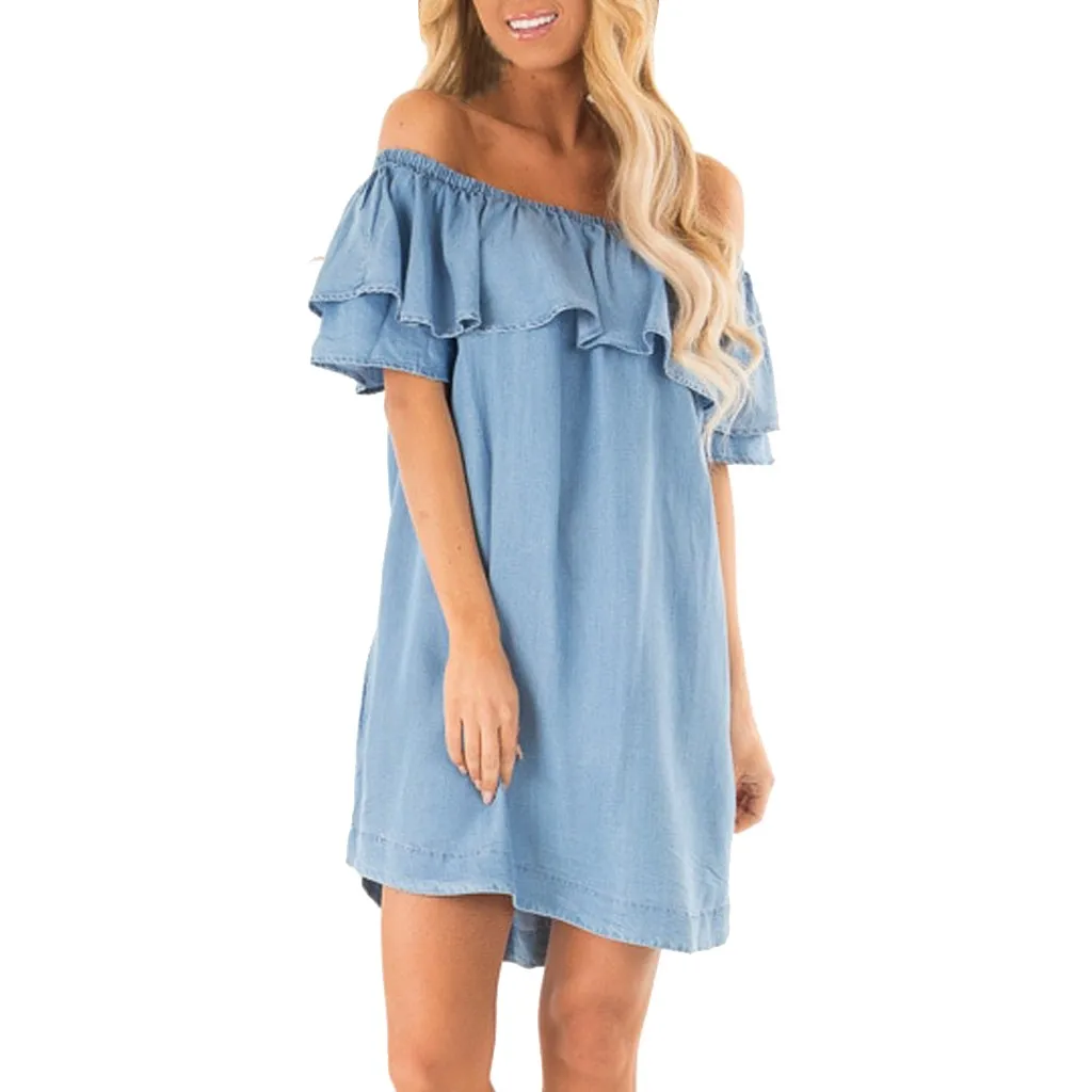 JAYCOSIN 2019 New Summer Women Dress Off Shoulder Slash Butterfly Sleeve Ruffles Casual Mini Solid Beach Denim Sundress 9032926
JAYCOSIN 2019 New Summer Women Dress Off Shoulder Slash Butterfly Sleeve Ruffles Casual Mini Solid Beach Denim Sundress 9032926