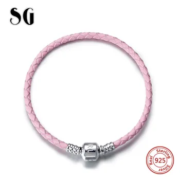 SG Luxury 100% 925 Sterling Silver 18cm Leather rope Chain DIY Charms Authentic Bracelet Fashion Jewelry making for women gifts 
SG Luxury 100% 925 Sterling Silver 18cm Leather rope Chain DIY Charms Authentic Bracelet Fashion Jewelry making for women gifts
