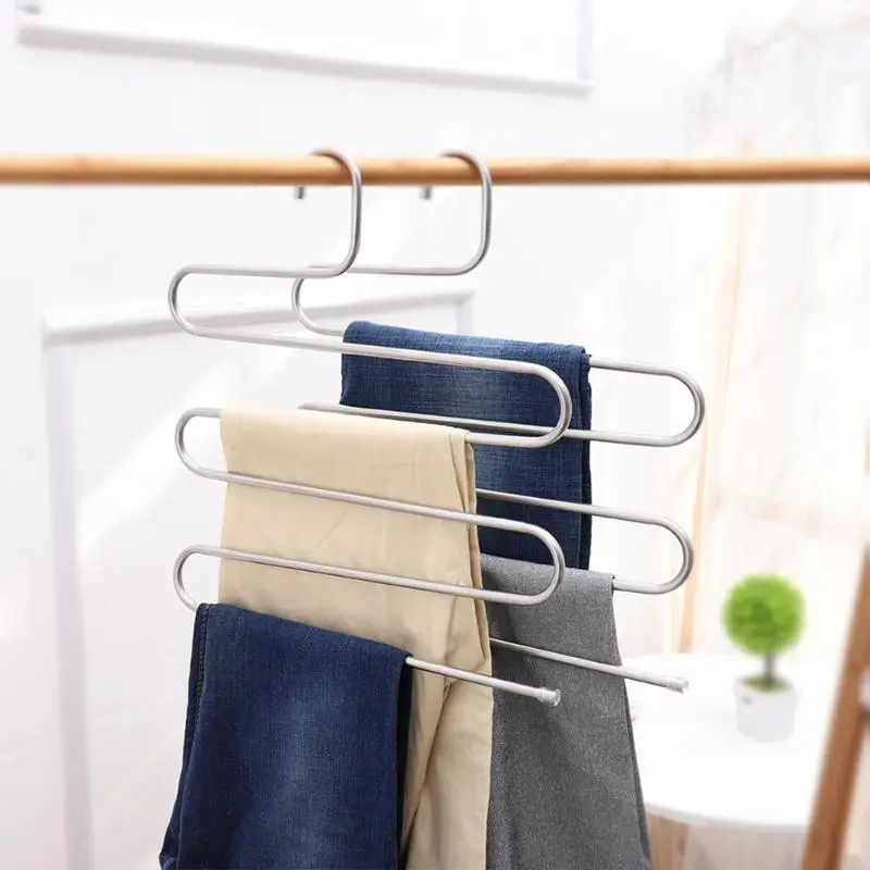 1 Pack Pants Hangers S-type Stainless Steel Trousers Rack 5 layers Multi-Purpose Closet Hangers Magic Space Saver Storage Rack
1 Pack Pants Hangers S-type Stainless Steel Trousers Rack 5 layers Multi-Purpose Closet Hangers Magic Space Saver Storage Rack