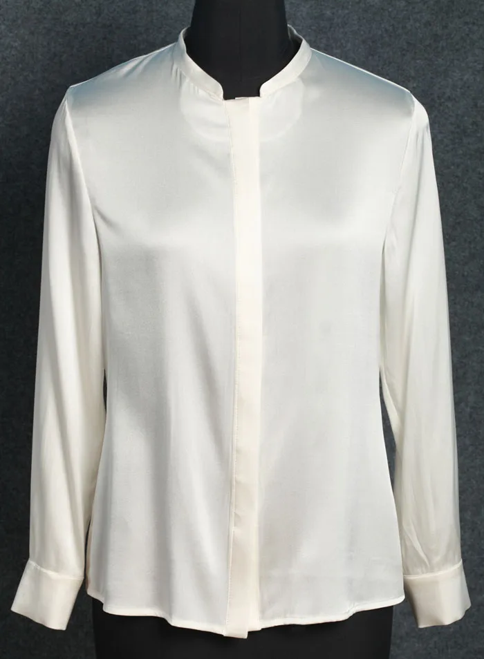 Hitz high-grade mercerized satin silk shirt collar female long sleeved lady coat all-match loose version | Женская одежда