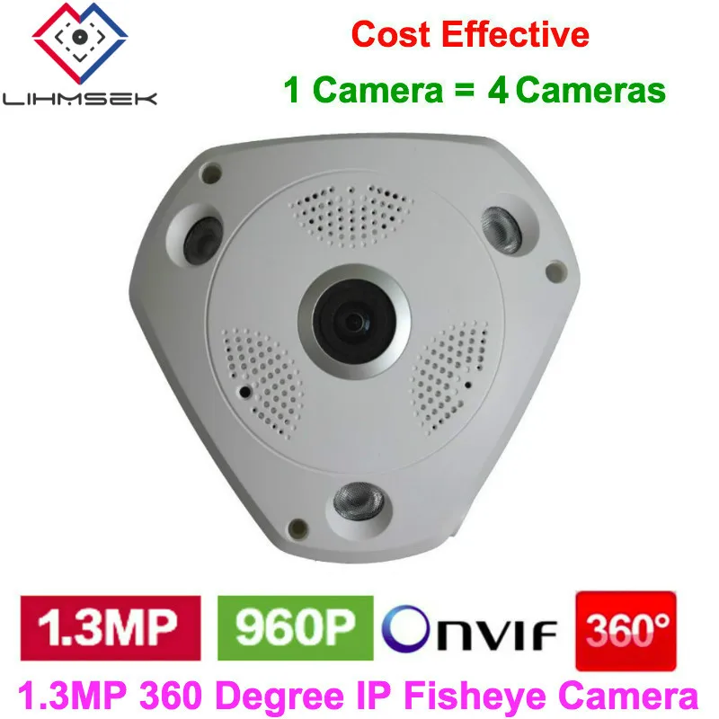 Lihmsek Onvif 960P рыбий глаз 360 градусов широкоугольная купольная IP-камера 1.3MP HD IP
