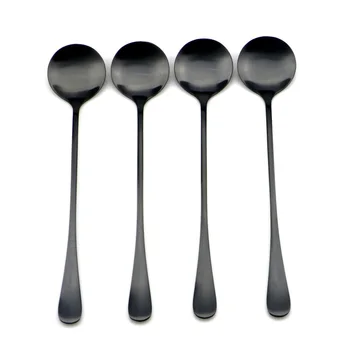 Cute Matte Black Teaspoons Coffee Soup Round Long Handle Scoops 18/0 Stainless Steel Dinner set Ice Cream Cocktail TableSpoons
Cute Matte Black Teaspoons Coffee Soup Round Long Handle Scoops 18/0 Stainless Steel Dinner set Ice Cream Cocktail TableSpoons