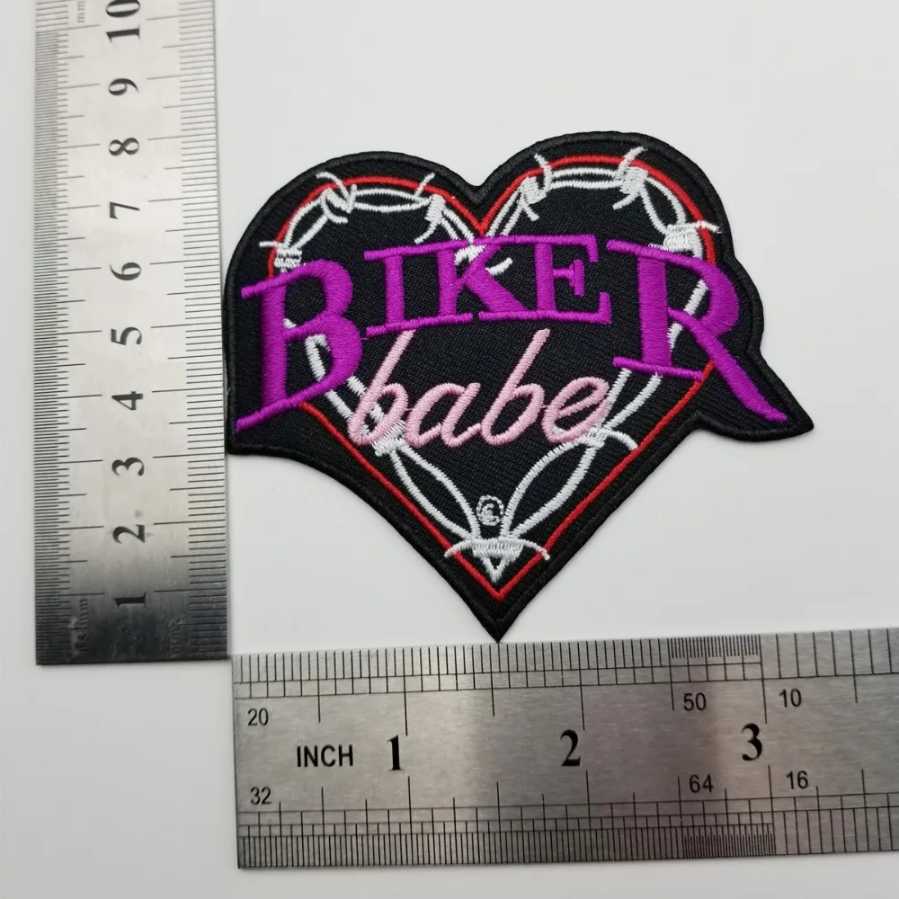 Heart shape biker babe patch Custom iron on Embroider Patches clothing decoration Free Shipping cloth stickers (2)