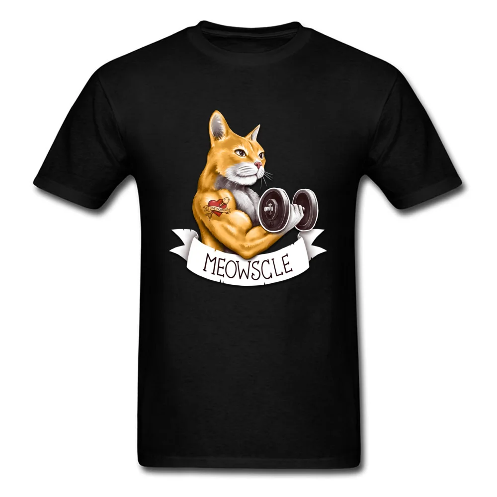 Meowscle Casual Labor Day All Cotton Round Collar Man Tops Shirts Casual Tops Tees Company Short Sleeve T Shirt Meowscle black