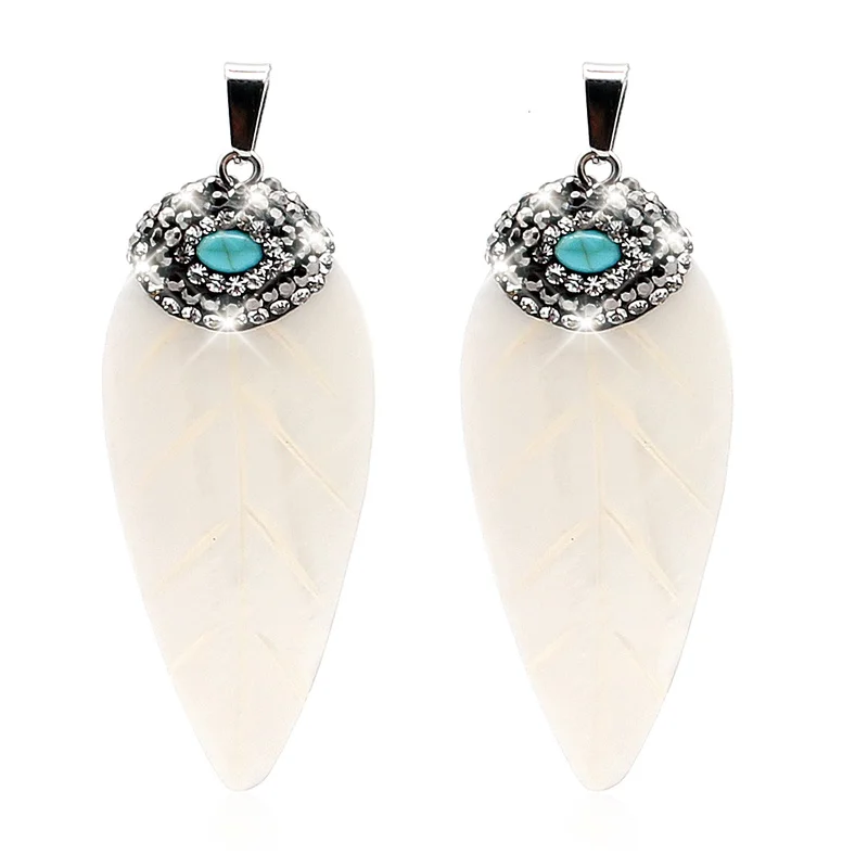 1PC Natural Mother of Pearl White Shell Leaf Pendants Charm Bohemian Rhinestone Crystal DIY Necklace Jewelry Setting
1PC Natural Mother of Pearl White Shell Leaf Pendants Charm Bohemian Rhinestone Crystal DIY Necklace Jewelry Setting