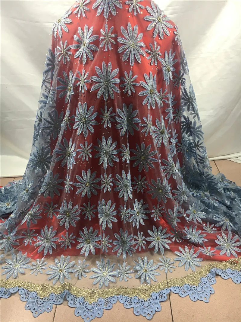 Light blue african net lace fabric JRB-10215 Pretty embroidered tulle mesh lace fabric with small and big stones
Light blue african net lace fabric JRB-10215 Pretty embroidered tulle mesh lace fabric with small and big stones