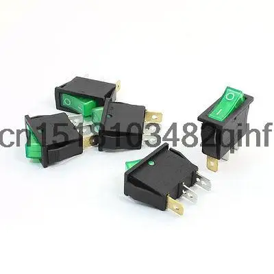 

5Pcs Panel Mount Green Lamp 10A 250VAC 20A 125VAC 3Pin SPST Rocker Switches