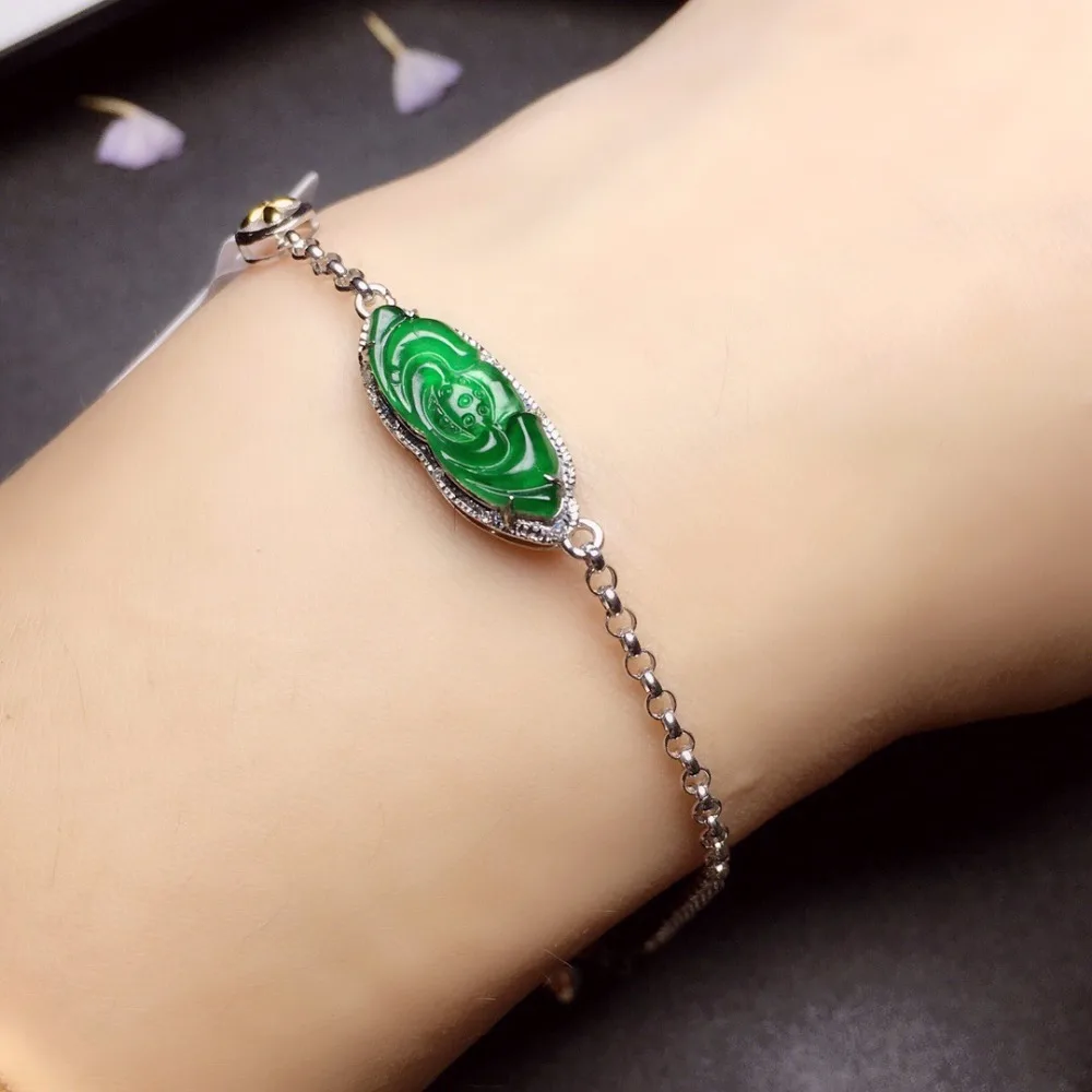 420 Real Pure 18 K White Gold AU750 Myanmer Origin Natural Burmes Green Jade Gemstone Female Bracelets for Women Fine Bracelets
420 Real Pure 18 K White Gold AU750 Myanmer Origin Natural Burmes Green Jade Gemstone Female Bracelets for Women Fine Bracelets