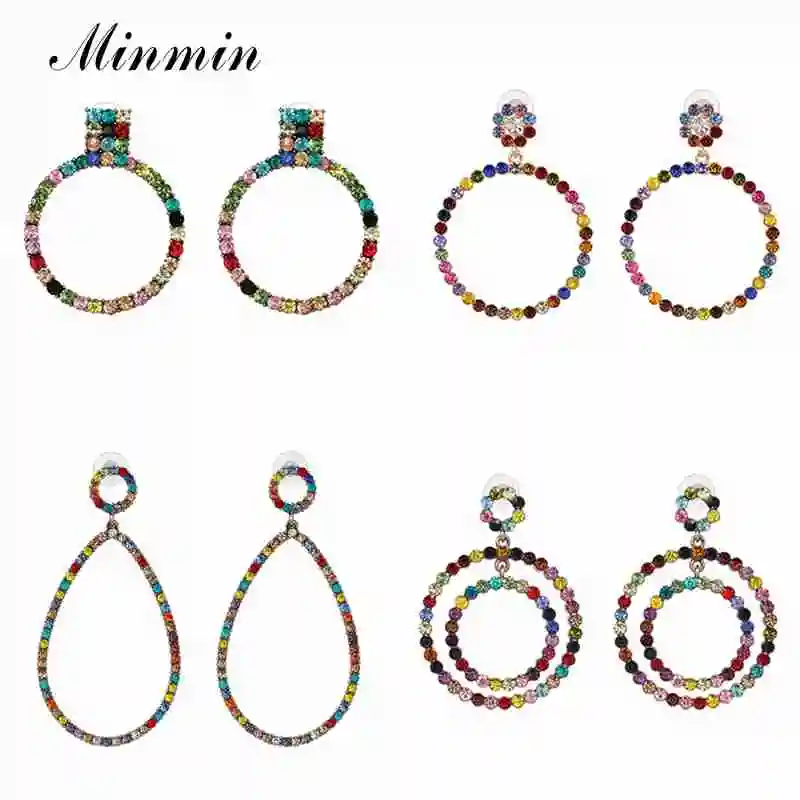 Minmin Fashion Colorful Crystal Big Circle Earrings for Women Luxury Clear Rhinestone Long Dangle Earrings Party Jewelry MEH1199
Minmin Fashion Colorful Crystal Big Circle Earrings for Women Luxury Clear Rhinestone Long Dangle Earrings Party Jewelry MEH1199