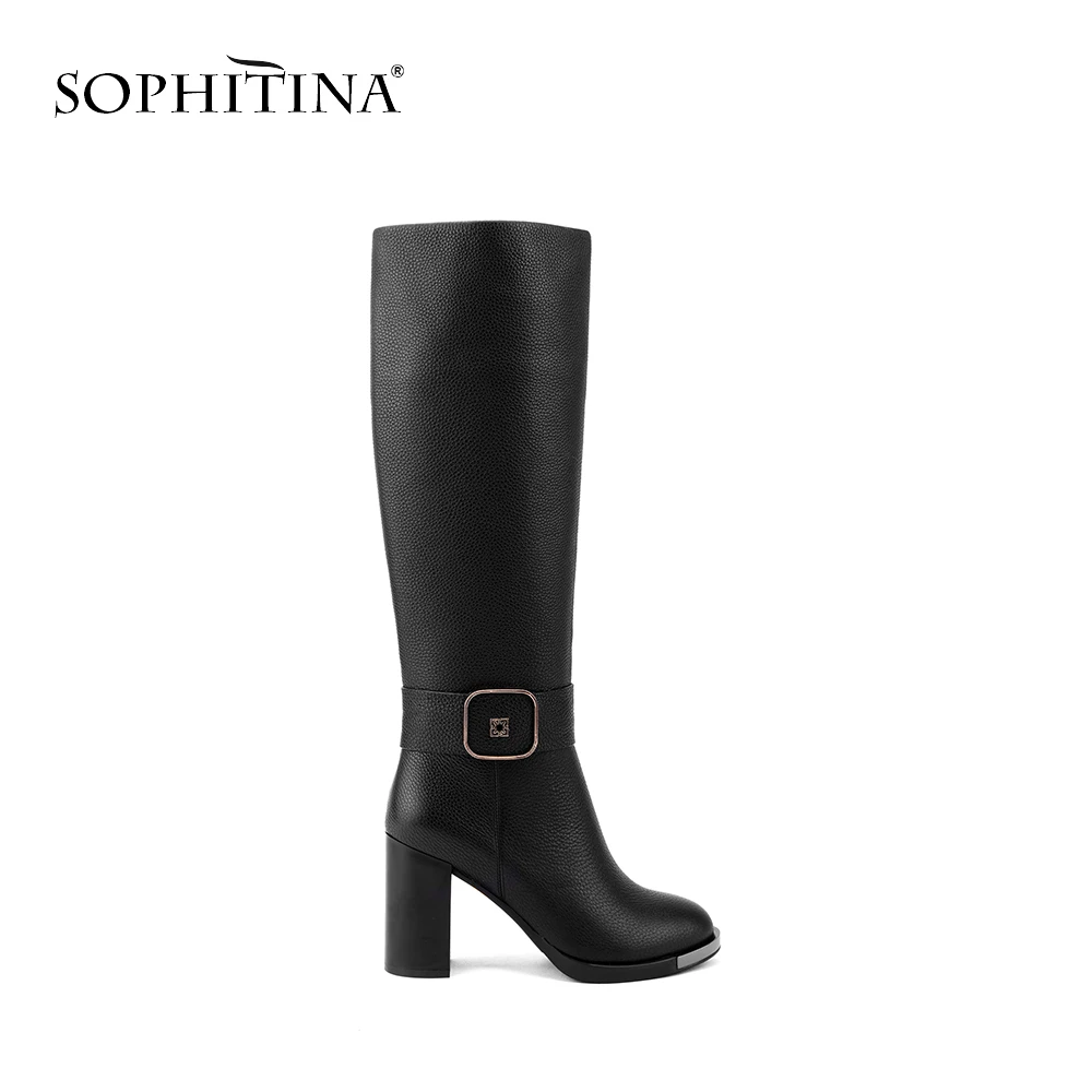 SOPHITINA Black Shoes Sexy Knee-High Boots Cow Leather High Heels Round Toe Warm Short Plush Winter Metal decoration Boots BA14
SOPHITINA Black Shoes Sexy Knee-High Boots Cow Leather High Heels Round Toe Warm Short Plush Winter Metal decoration Boots BA14