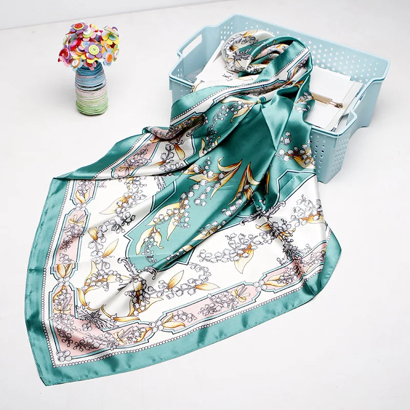 Fashion Hair Scarf For Women Floral Print Silk Satin Hijab Scarfs 90cm*90cm Square Neckerchief Headband Scarves For Ladies 2019
Fashion Hair Scarf For Women Floral Print Silk Satin Hijab Scarfs 90cm*90cm Square Neckerchief Headband Scarves For Ladies 2019