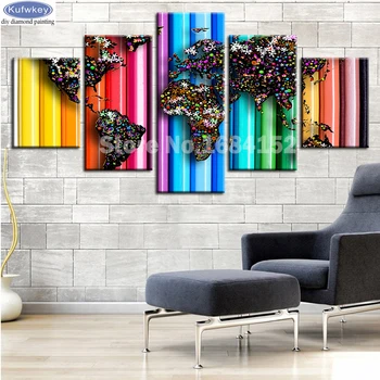 Wall Art 5 Piece 5d diy Diamond embroidery Colourful World Map diamond painting Rhinestone mosaic 3d Cross Stitch full square
Wall Art 5 Piece 5d diy Diamond embroidery Colourful World Map diamond painting Rhinestone mosaic 3d Cross Stitch full square