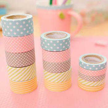 R25 5pcs/Set Candy Polka Dots Rainbow Paper Washi Tape Adhesive DIY Scrapbooking Sticker Label Masking Tape Correction Tape Gift