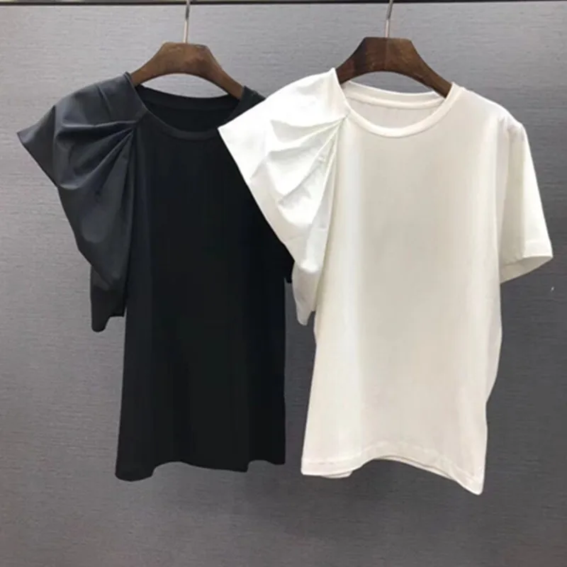 Korean 2019 Spring and Summer Ruffles T-shirts Elegant Women T-shirts Cotton High Street Short Solid O-Neck
Korean 2019 Spring and Summer Ruffles T-shirts Elegant Women T-shirts Cotton High Street Short Solid O-Neck