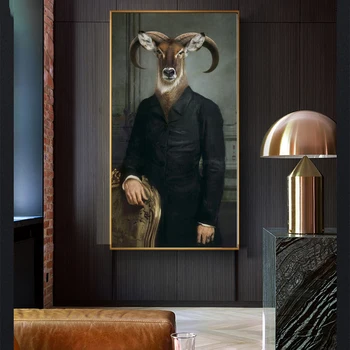 WANGART Canvas Painting Retro Nostalgia Gentleman Oil Paintings Wall Art Ram Animal Poster Prints For Living Room Home Decor
WANGART Canvas Painting Retro Nostalgia Gentleman Oil Paintings Wall Art Ram Animal Poster Prints For Living Room Home Decor