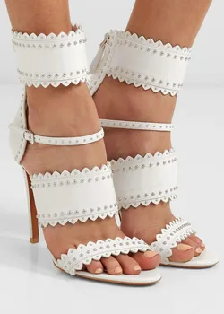 Fashion Studded White Strip Sandals Brand Design High Heels Shoes Women Sexy Summer Ankle Strap Gladiator Women's Sandals 2019
Fashion Studded White Strip Sandals Brand Design High Heels Shoes Women Sexy Summer Ankle Strap Gladiator Women's Sandals 2019