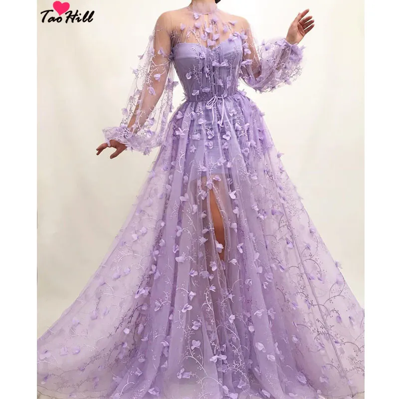 TaoHill Evening Party Dresses A-line High Neck Sexy See Through Lilac Slit Long Sleeves Vestido Longo De Festa
TaoHill Evening Party Dresses A-line High Neck Sexy See Through Lilac Slit Long Sleeves Vestido Longo De Festa