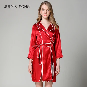 JULY'S SONG Women Spring Summer Pajamas Female Faux Silk Gowns Ladies Lace Sexy Pajamas Long Sleeves Sleepwear For Female
JULY'S SONG Women Spring Summer Pajamas Female Faux Silk Gowns Ladies Lace Sexy Pajamas Long Sleeves Sleepwear For Female