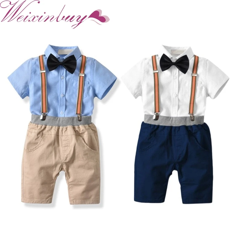 2Pcs New Children's Suit Gentleman Baby Boy Clothes Set Bow tie Print T-shirt Romper +Strap Shorts Children Outfits
2Pcs New Children's Suit Gentleman Baby Boy Clothes Set Bow tie Print T-shirt Romper +Strap Shorts Children Outfits
