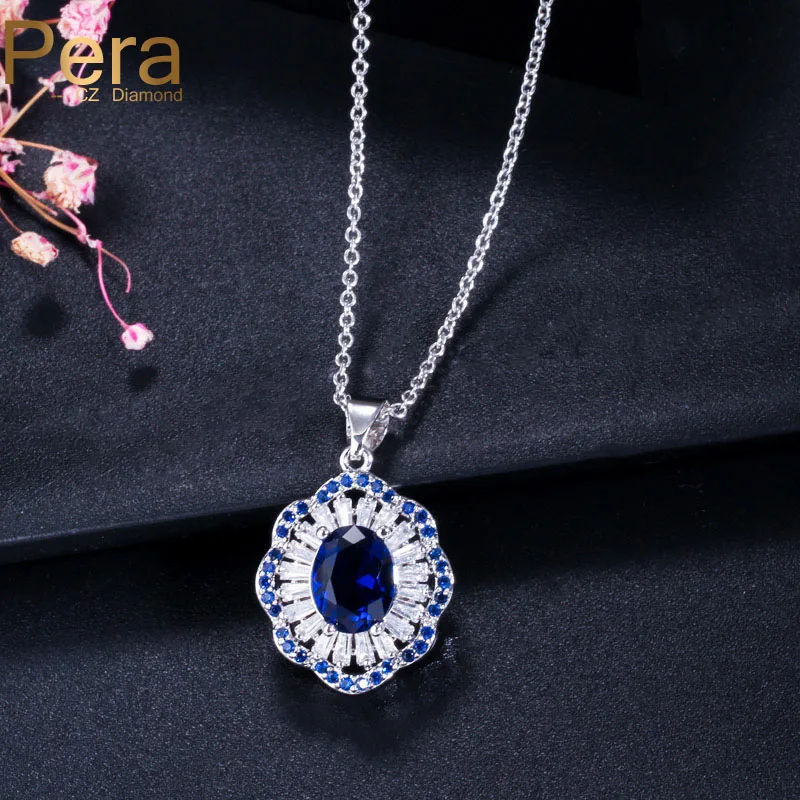 Pera New Trendy Summer Long Dangle Royal Style Jewelry White Red Blue Crystal Stone Big Pendant Drop Necklace for Women P001 | Украшения и