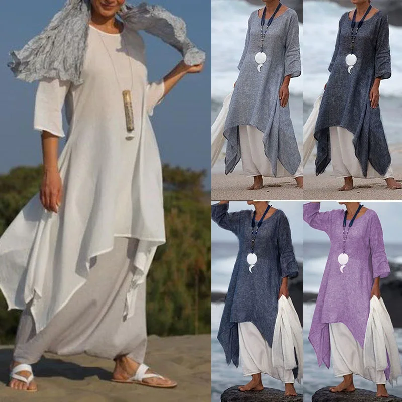 High Low Cotton Linen Dress Women's Solid Long Sleeve O Neck Dress Loose Midi Dress Summer Dresses Vestido New Arrival 2019
High Low Cotton Linen Dress Women's Solid Long Sleeve O Neck Dress Loose Midi Dress Summer Dresses Vestido New Arrival 2019