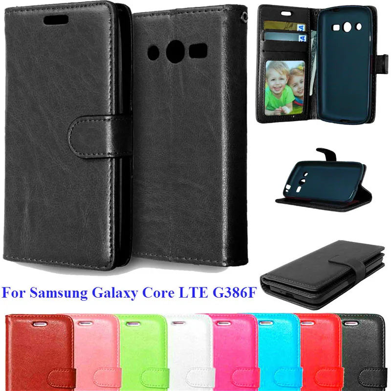 

For Coque Samsung Galaxy Core 4G LTE G386W SM-G386F G386F Cases With Card Slots Holder Stand PU Leather Cover For Samsung G386F