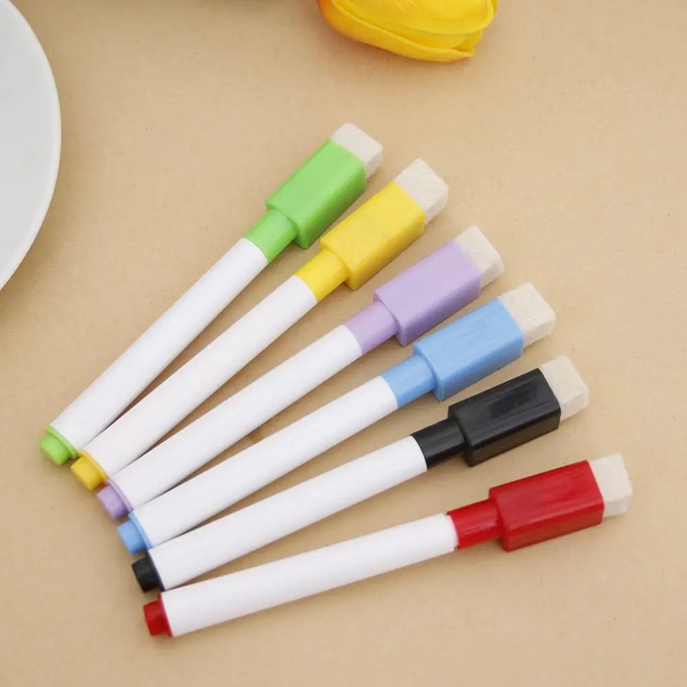 6 PCS/Lot Coloured Ink Whiteboard Marker Pen Set With Eraser Marker Pen Children Kids Stationery Gift Erasable Marker Pen
6 PCS/Lot Coloured Ink Whiteboard Marker Pen Set With Eraser Marker Pen Children Kids Stationery Gift Erasable Marker Pen
