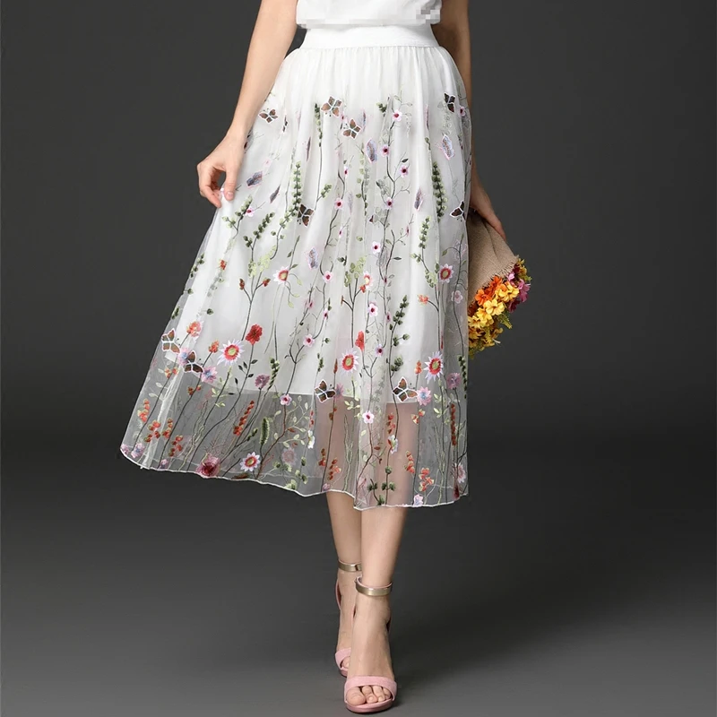 Newest Spring And Summer Elegant White Elastic Waist Skirt High Grade Lace Print Embroidery Mid-calf Skirt XHSD-3026
Newest Spring And Summer Elegant White Elastic Waist Skirt High Grade Lace Print Embroidery Mid-calf Skirt XHSD-3026